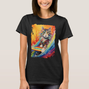 Camiseta Prancha de Paddle Pop Art Gato Maine Coon Surfando