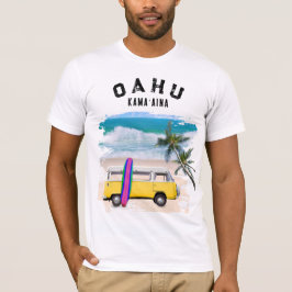 Camiseta Prancha de Surf Amarela Vintage Van Oahu Kamaʻaina