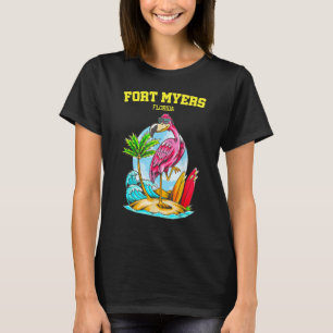 Camiseta Prancha de Surf da Onda do Oceano Flamingo de Fort