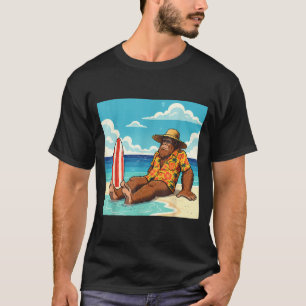 Camiseta prancha de surf da praia do pé grande