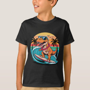 Camiseta Prancha de surf de dinossauro engraçado praia verã