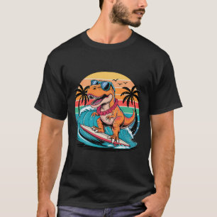 Camiseta Prancha de surf de dinossauro engraçado praia verã