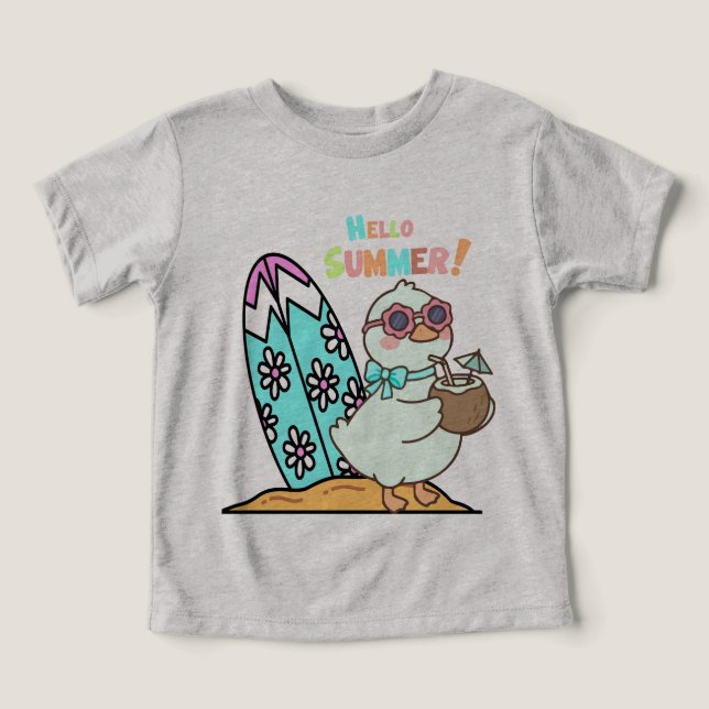 Camiseta Prancha de Surf de Pato de Desenho Animado (Design frontal)