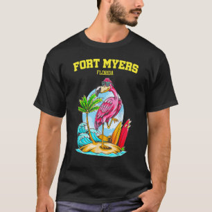 Camiseta Prancha de Surf Flamingo Oceano Fort Myers