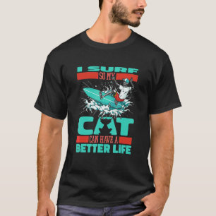 Camiseta Prancha de Surf Gato Surfista Ondas Surfe
