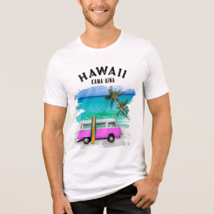 Camiseta Prancha de Surf Vintage Rosa Hawaii Kamaʻaina