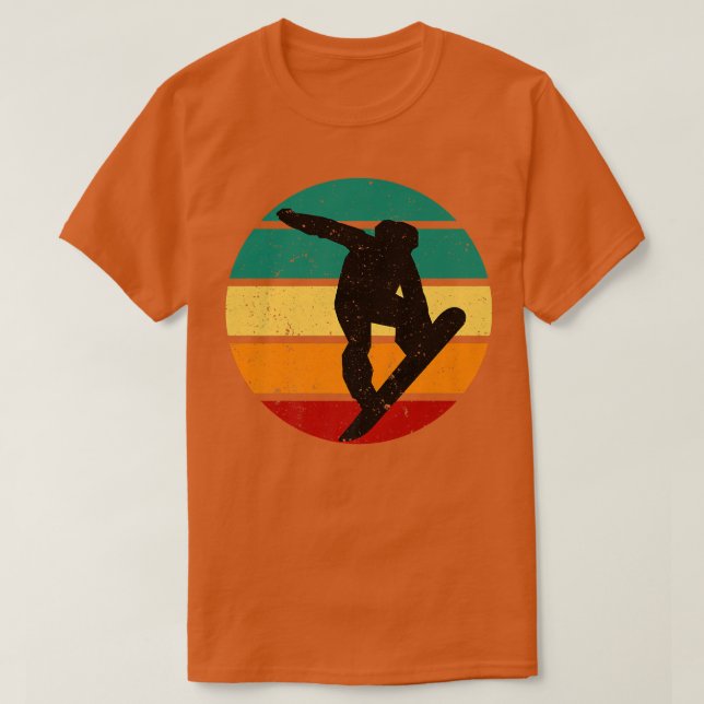 Camiseta Pranchas de Neve Retro Pôr do Sol Esportes de Inve (Frente do Design)