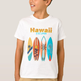 Camiseta Pranchas de Surf Retrô Vintage Hawaii Est. 1959
