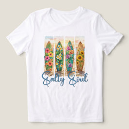 Camiseta Pranchas Florais Alma Salgada Praia Pôr do Sol