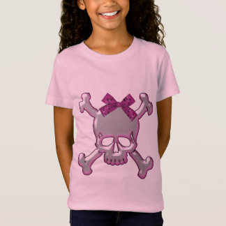 Camiseta Prata bonito & crânio 3D cor-de-rosa com fita