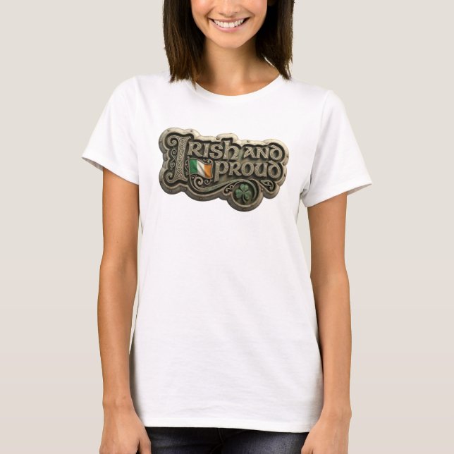 Camiseta Prata da Moda COM ORGULHO IRLANDÊS Statem (Frente)