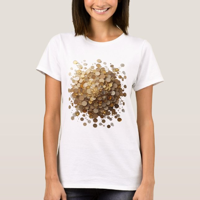 Camiseta Prata Dinâmica EXPLOSÃO DE MOEDA DORADA Design Ous (Frente)