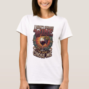 Camiseta Prata EU NÃO ESCOLHI O VINHO O VINHO ME ESCOLHEU