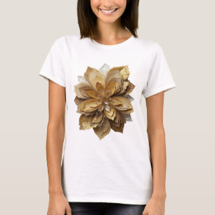 Camiseta Prata Limpa Motivo Artístico FLORES DORADAS