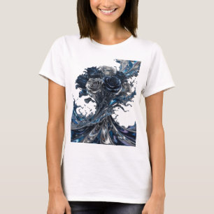 Camiseta Prata Limpa ROSAS AZUIS E BRANCAS Design de Texto