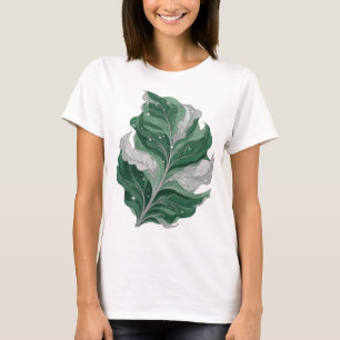 Camiseta Prata Snappy com Design de FOLHA VERDE COM ESTRELA