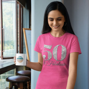 Camiseta Prateado Gliteroso 50 & Rosa Fabuloso