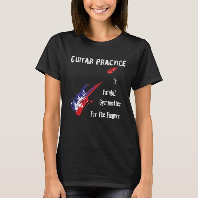 Camiseta Prática de violão dolorosa ginástica para os dedos (Frente)