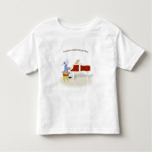 Camiseta "Prática Mantém Perfeito" Mozart Tocando Piano
