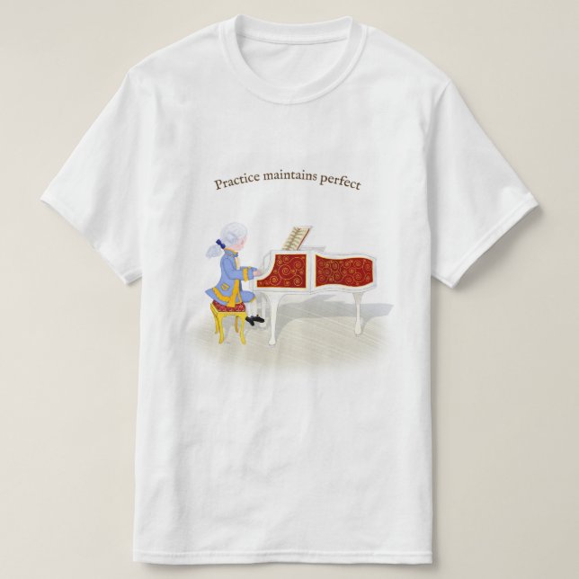 Camiseta Prática Mantém Piano de Reprodução em Mozart Perfe (Frente do Design)