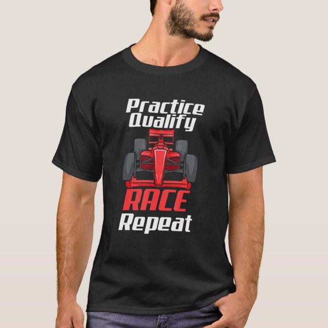 Camiseta Prática Qualifica Race Repeat Car Race Race (Frente)