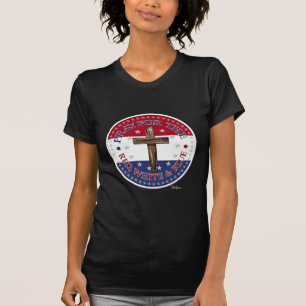 Camiseta Pray para o vermelho, branco & o azul com cruz