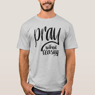 Camiseta Pray sem cessar o verso rotulado mão da bíblia d