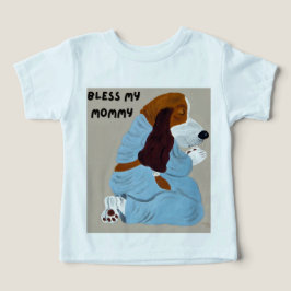 Camiseta Praying Basset Hound Puppy, "Bless My Mommy"