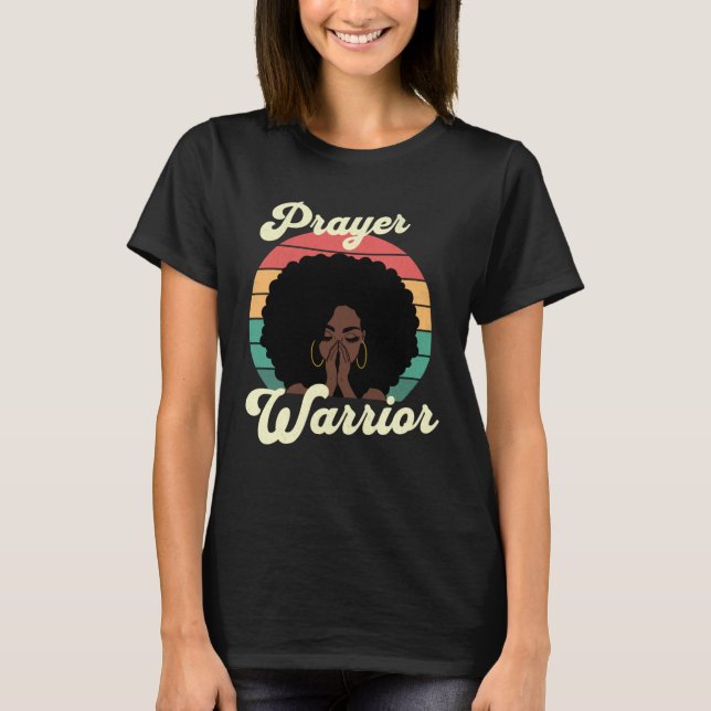 Camiseta Praying Black Woman Afro Christian Sayings Prayer  (Frente)