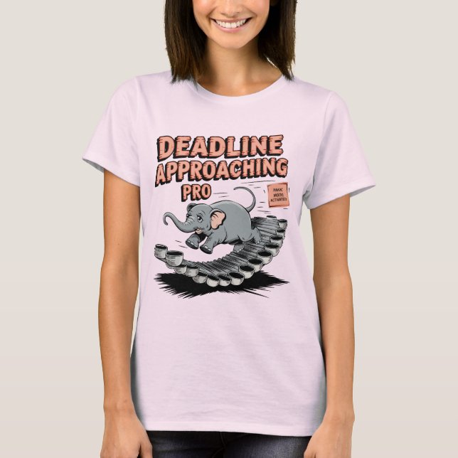 Camiseta Prazo se Aproximando Pro – Elefante Engraçado (Frente)