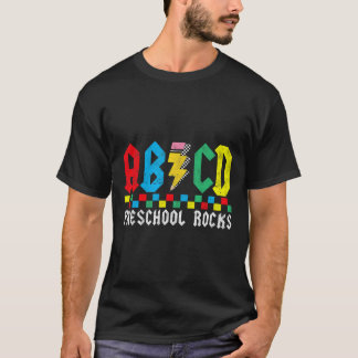 Camiseta Pré-escola Abcd Rocks Primeiro Dia Professor Pré-k