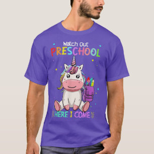 Camiseta pré-escola Aqui eu volto para a escola de meninas
