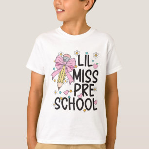 Camiseta Pré-escola Little Miss de Volta à Escola Meninas P
