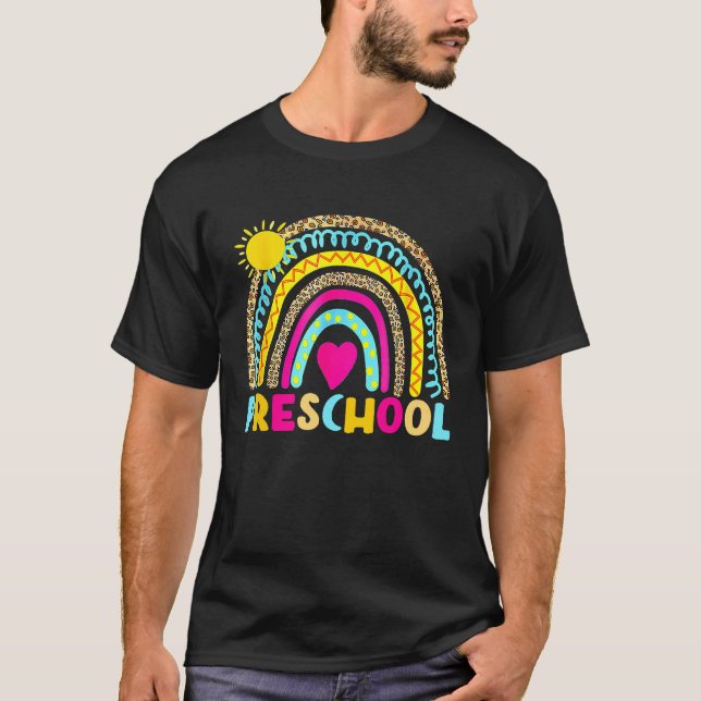 Camiseta Pré-Escolar Arco-Íris De Volta Para Professores Ga (Frente)