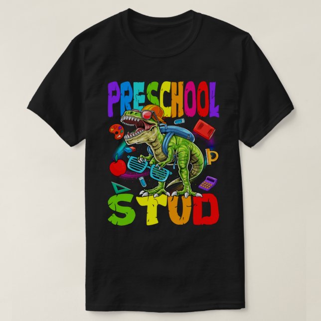 Camiseta Pré-Escolas Estudaram Dinossauro De Volta À Escola (Frente do Design)