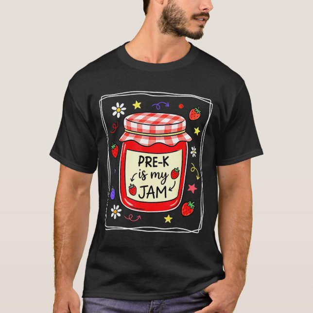 Camiseta Pré-jardim de infância é geléia morango professora (Frente)