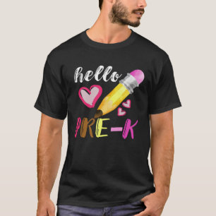 Camiseta Pré-K Alô Primeiro Dia De Pregado Escolar Pré-K
