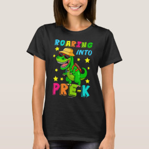 Camiseta Pré K Andando Para O Teac Estudante Rex Pré K Dino