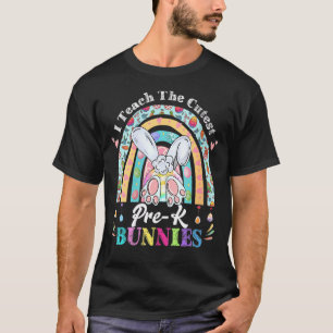 Camiseta Pré-K Bunnies Eu Ensino O Mais Pobre Boho Rainbow