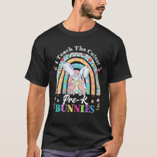 Camiseta Pré-K Bunnies Eu Ensino O Mais Pobre Boho Rainbow 