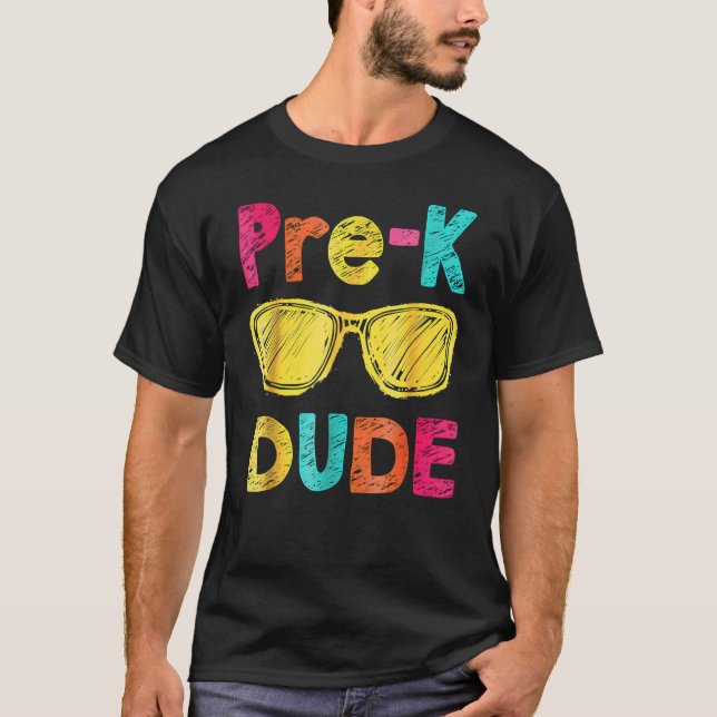 Camiseta Pré-K Cara De Volta À Escola Primeiro Dia Da Pré-E (Frente)