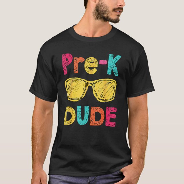 Camiseta Pré-K Cara De Volta À Escola Primeiro Dia Da Pré-E (Frente)