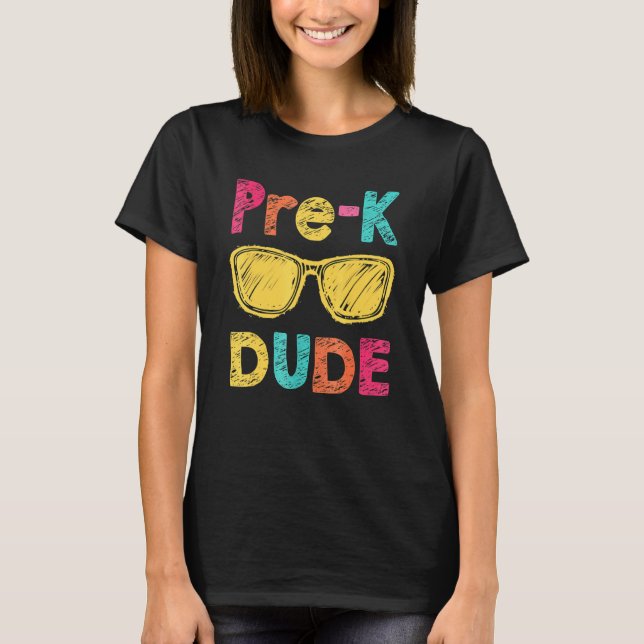 Camiseta Pré-K Cara De Volta À Escola Primeiro Dia Da Pré-E (Frente)