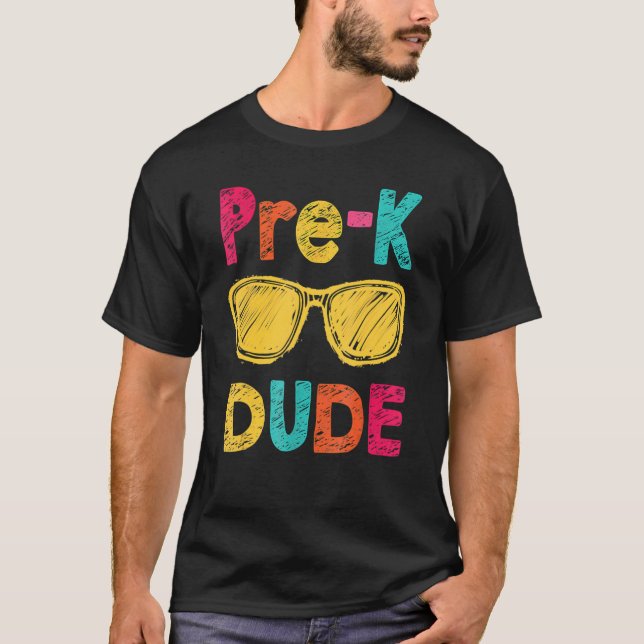 Camiseta Pré-K Cara De Volta À Escola Primeiro Dia Da Pré-E (Frente)