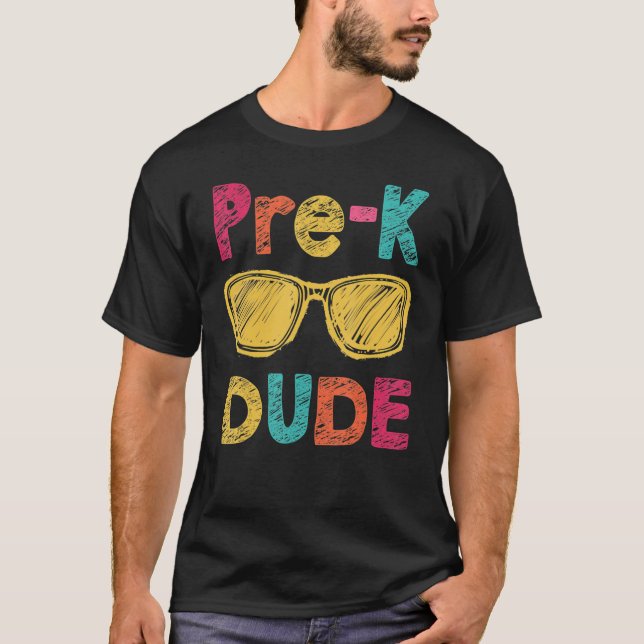 Camiseta Pré K Cara de Volta à Escola Primeiro Dia da Pré-e (Frente)