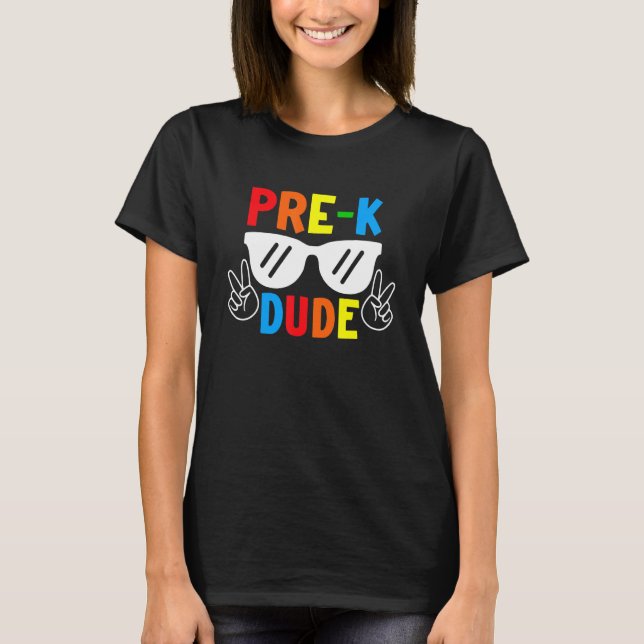 Camiseta Pré-K Cara De Volta À Escola Primeiro Dia Da Pré-E (Frente)
