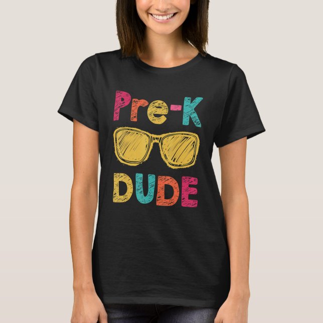 Camiseta Pré-K Cara De Volta À Escola Primeiro Dia Da Pré-E (Frente)