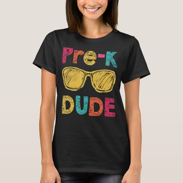 Camiseta Pré K Cara de Volta à Escola Primeiro Dia da Pré-e (Frente)