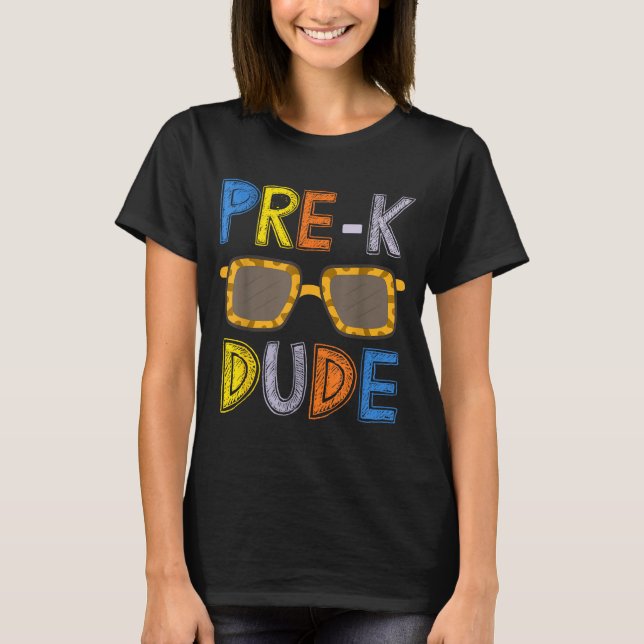 Camiseta Pré-k Cara De Volta à Escola-primeiro Dia Do Pré-e (Frente)