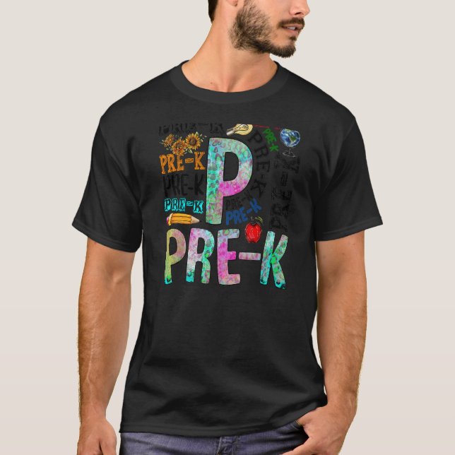 Camiseta Pré-k De Volta Ao Lápis Escolar Professor Leopard  (Frente)